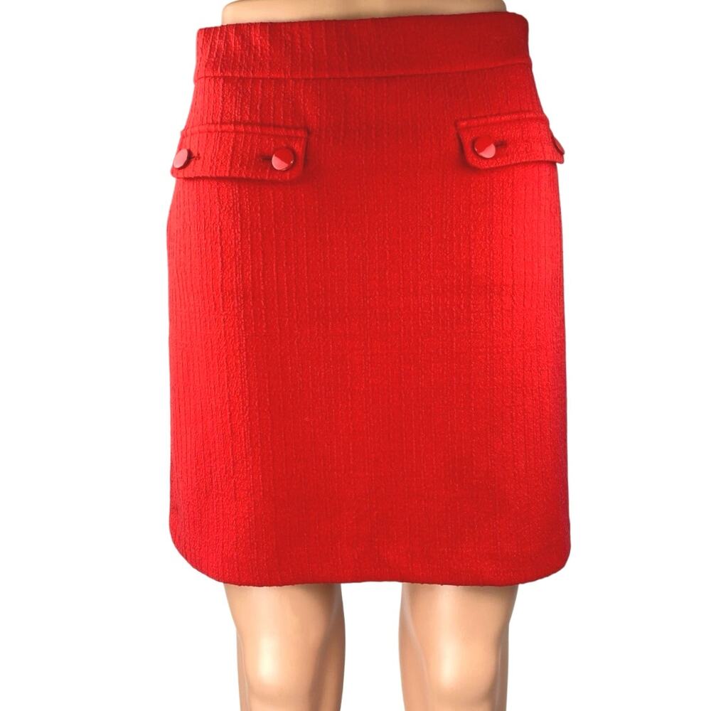 Ann Taylor LOFT Women's Red Textured Pocket Mini Straight Pencil Skirt Size XS
